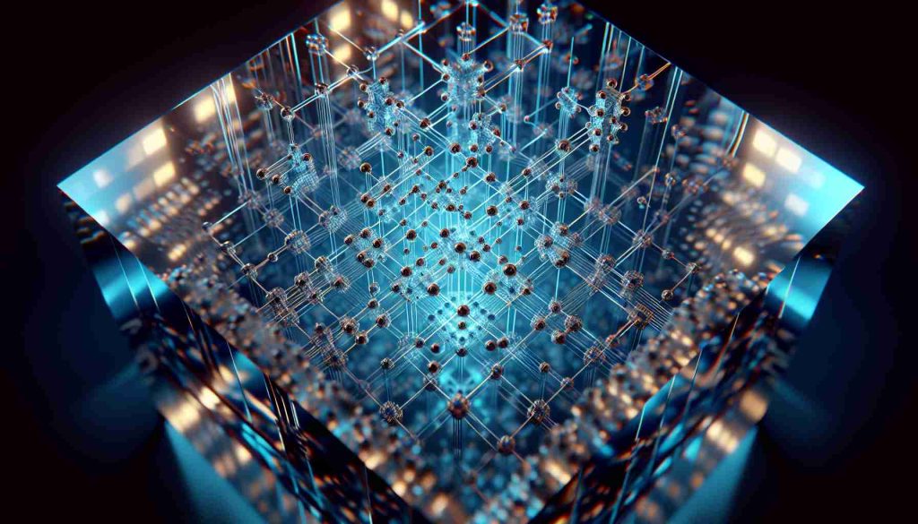 A crystal clear, high-definition image that simulates the exploration of quantum transport in superconducting processors. The visualization might capture a network of quantum bits, or 'qubits', intricately interconnected. The quantum bits may be highlighted with a glowing effect to signify superconductivity. A macroscopic scale is recommended, emphasizing the infrastructural complexity of such processors. Interesting effects such as quantum entanglement and superposition might be represented with abstract geometric forms or patterns.