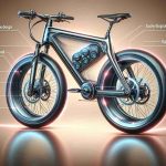 Create a high-definition, realistic image of a cutting-edge electric bicycle with features such as dual-wheel drive. It should showcase a futuristic design, clear branding, easily distinguishable dials for speed, and charging level, along with ergonomic handles and adjustable seat. Please ensure good lighting to bring out the metal shine and intricate details of the bike.