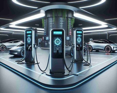 Detailed and realistic image in Hight Definition showing new innovations in electric vehicle charging technology. The setting is a futuristic charging station with sleek, advanced design elements. Vehicles can be seen utilizing the electric charging ports, and digital displays showcase information about energy usage and charging status. Emphasis is on the high-tech components and user-friendly design of the station.