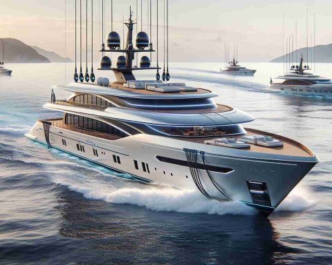 Create a detailed, high-definition image showcasing luxury electric yachts that represent the pinnacle of refined marine travel. These yachts should exude elegance and modernity with their sleek design and advanced technology. They are set against the backdrop of a serene ocean, displaying the new standard in high-end seafaring.