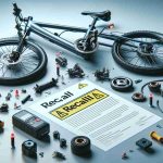 Realistic, high-definition image representing the concept of safety concerns leading to the recall of an electric bike. The image should include signs of defective parts such as the failing brakes or dysfunctional motor, discarded bicycle parts, warning symbols indicating danger, and notification letters from manufacturers announcing the recall. It must capture the urgency and responsibility involved in such situations to ensure consumer safety.