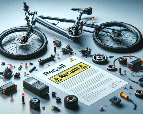 Realistic, high-definition image representing the concept of safety concerns leading to the recall of an electric bike. The image should include signs of defective parts such as the failing brakes or dysfunctional motor, discarded bicycle parts, warning symbols indicating danger, and notification letters from manufacturers announcing the recall. It must capture the urgency and responsibility involved in such situations to ensure consumer safety.