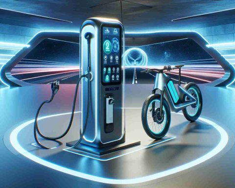 Generate a futuristic, high-definition image showcasing a convenience-oriented new era of charging electric bikes. The scene should depict a technologically advanced charging station with sleek and modern design elements. The electric bike, highlighted in the scene, should have a streamlined and efficient design that complements the futuristic setting. The interface of the charging station should include touchscreens and wireless capabilities, inviting viewers to imagine a new age of ease and speed. The color scheme should lean toward bright, clean colors to emphasize innovation and progress.