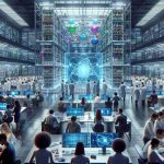 A highly detailed, realistic image illustrating the concept of revolutionizing quantum computing through collaborative innovation. Show a bright, futuristic technology lab full of diverse scientists of different genders and descents such as Caucasian, Hispanic, Black, Middle-Eastern, South Asian, and White. They're all working together on a massive, complex quantum computer. The environment is filled with holographic displays showing quantum calculations and floating, 3D models of quantum bit (qubit) arrays. The atmosphere gives a sense of profound novelty, indicative of groundbreaking progress.