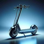 Generate a high-definition, realistic photo of a cutting-edge electric scooter. This scooter is newly unveiled and signifies a major leap forward in technology. It is produced by a leading manufacturer, known worldwide for their innovations. The scooter's design is sleek, aerodynamic and advanced, radiating the spirit of revolution in its every detail. Noticeable features include large, robust wheels, a digital dashboard for displaying speed and battery life, and efficient, powerful electric motor. The overall build quality is premium, signifying that no compromises were made in the production of this revolutionary machine.