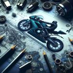 A high definition, realistic image showcasing the thrilling progress of a collaborative project between two entities, referred to as 'Hero' and 'Zero'. This project involves the development of an electric motorcycle. The image should emphasize the enthusiasm around the project, with sketches or renderings of the electric motorcycle design, maybe with blueprints and parts scattered, conveying the sense of progression and innovation.