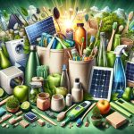 A vividly detailed, high-definition image portraying New Eco-Friendly Deals geared towards a sustainable lifestyle. The image captures a variety of sustainable products including reusable shopping bags, glass water bottles, bamboo toothbrushes, and solar-powered gadgets. There may also be depictions of energy-efficient appliances, organic food products, and bio-degradable cleansing agents. The composition is arranged creatively to illustrate the conscious choice of a sustainable, eco-friendly lifestyle. The overall aesthetic is both refreshing and motivating, permeated with shades of green to signify the preservation and protection of the earth's environment.