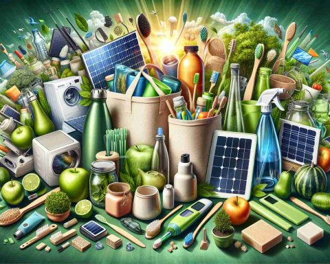 A vividly detailed, high-definition image portraying New Eco-Friendly Deals geared towards a sustainable lifestyle. The image captures a variety of sustainable products including reusable shopping bags, glass water bottles, bamboo toothbrushes, and solar-powered gadgets. There may also be depictions of energy-efficient appliances, organic food products, and bio-degradable cleansing agents. The composition is arranged creatively to illustrate the conscious choice of a sustainable, eco-friendly lifestyle. The overall aesthetic is both refreshing and motivating, permeated with shades of green to signify the preservation and protection of the earth's environment.