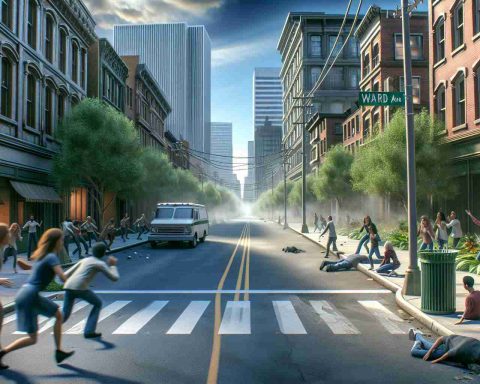 A realistic, high-definition image of an unexpected scenario unfolding on Ward Avenue. The setting is a typical city street lined with buildings and trees, people are reacting with shock and surprise to the sudden turn of events. There is a greater sense of suspense and mystery, but no hint of danger or violence.