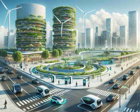 Create a detailed and realistic high-definition image showcasing the revolution of sustainable transportation with cutting-edge technology. The image should illustrate the sheer advancement in technology and how it integrates green energy, focusing perfectly on aspects like electric vehicles, charging stations, wind and solar power harvesting systems. The scenery is urban, with futuristic architecture incorporating green elements like vertical gardens, clean and smooth roadways with autonomous vehicles on them, and pedestrians safely using the area. In the background, incorporate renewable energy sources like windmills and solar panels on rooftops. Ensure there are clear skies, symbolizing cleanliness and pollution-free environment.