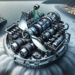 Generate a high-definition, realistic image showcasing new advancements in marine electric propulsion. The composition can include detailed aspects of an advanced electric motor used on a marine vehicle like a ship or a yacht. Particular focus can be on the engine's innovative components, such as a uniquely designed propeller, advanced battery modules, or high-efficiency power converters.