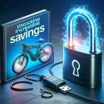 Generate an HD realistic image depicting the concept of unlocking incredible savings for the next e-bike purchase. The image should include a symbolic portrayal of an offer too good to miss, such as a large lock being undone which reveals an affordable, sleek e-bike.