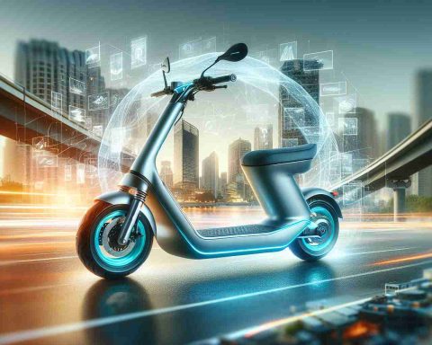 Generate a high-definition, realistic image that encapsulates the future of urban mobility. Visualize a new type of electric scooter, dubbed the 'NDuro', imagined by Lectrix. This innovative vehicle should carry features that signify modern design and green transportation, combined with the convenience and compactness of an electric scooter.