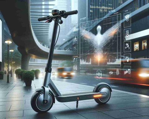 Generate a high-definition, realistic image of a game-changing urban transportation method, specifically an advanced electric scooter named NDuro. Display this scooter in an urban environment, showcasing its sleek design, modern aesthetic, and innovative features.