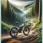 High-definition, realistic image of an adventurous scene featuring an electric mountain bike designed for kids. The bike is rugged, built for off-road terrains, and possesses vibrant colors to make it attractive for children. The scenery includes dirt trails winding through lush forest. The thrill of this bike ride is palpable, as if inviting the viewer to partake in the adventure. The terrain should appear challenging, enhancing the feeling of excitement and adventurous spirit inherent in mountain biking. No kid should appear in the image but the presence of the bike should make it clear it's built for them.