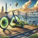 Create a high-definition, realistic image showcasing the new wave of eco-friendly bicycle innovation. The image should feature a novel bicycle design that integrates eco-friendly aspects, visually highlighting how this design is revolutionizing the way we think about personal transportation. The bicycle should be placed in an environment that emphasizes its use-case, like a cityscape or park. Also include captions or text that says 'Discover the Eco-Friendly Bicycle Revolution!' and 'This New Design is Changing Everything.'