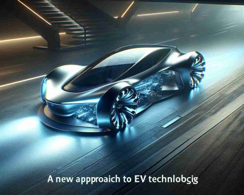 Realistic high-definition image depicting a new approach to Electric Vehicle (EV) technology. The scene should feature an innovative, futuristic car design that appears to be a game-changer in the EV market. This cutting-edge vehicle should be visually distinct, showcasing revolutionary features that embody the advancement in EV technology.