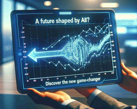 A HD image of an illustrative chart showcasing future projections of a generic technology company's stock. The chart is driven by Artificial Intelligence (AI) innovations and labelled 'A Future Shaped by AI? Discover the New Game-Changer'. This represents the future scenario of a potentially game-changing AI technology's impact on a company's stock.