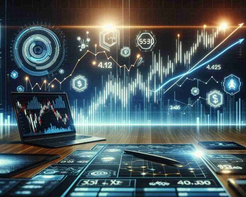 Realistic high-definition image of a stock market screen showing a stark increase in stocks symbolizing a future technology company. The chart should visually describe the stock's outstanding performance in aftermarket trading. Alongside, display some future-oriented technology icons or elements to symbolize advancements fueling this surge.